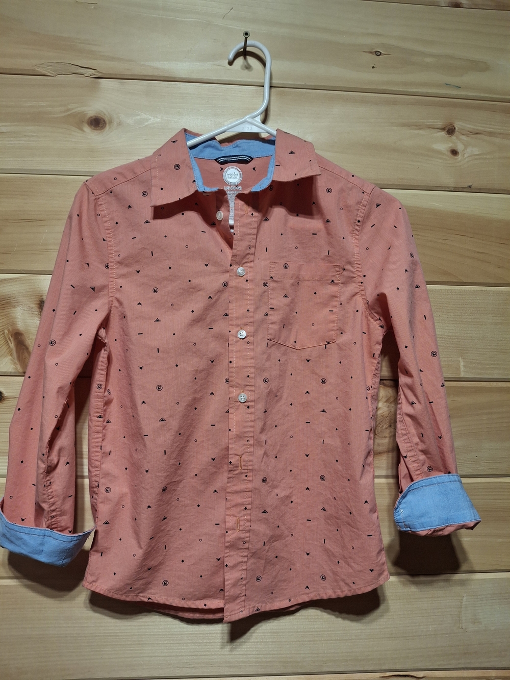 wonder nation Coral Button-Down Shirt with Light Blue Trim